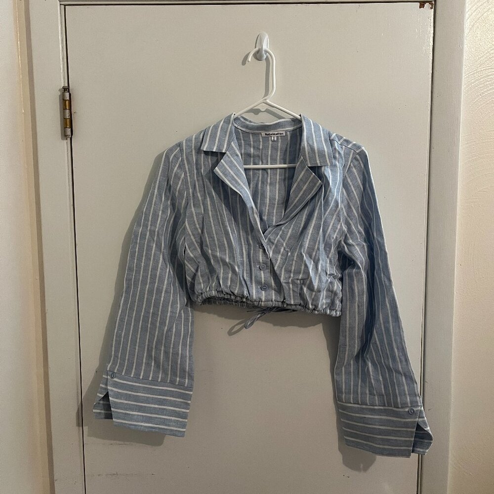 Reformation Wide Sleeved Striped Shirt